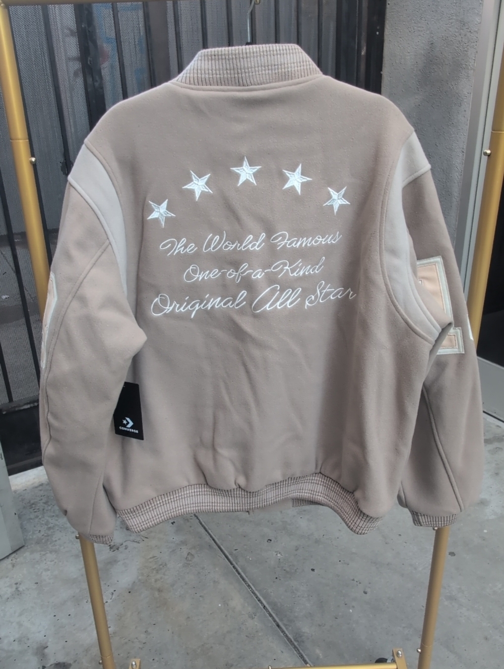 Men's Converse Premium Varsity Jacket Neutral Size M NWT - Picture 4 of 5